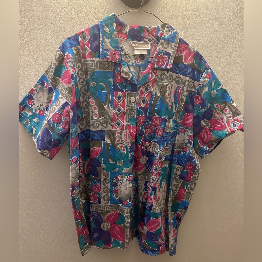 1980s Retro button down Blouse